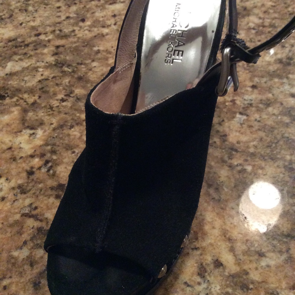 Michael Kors Suede Strap Buckle Wedges